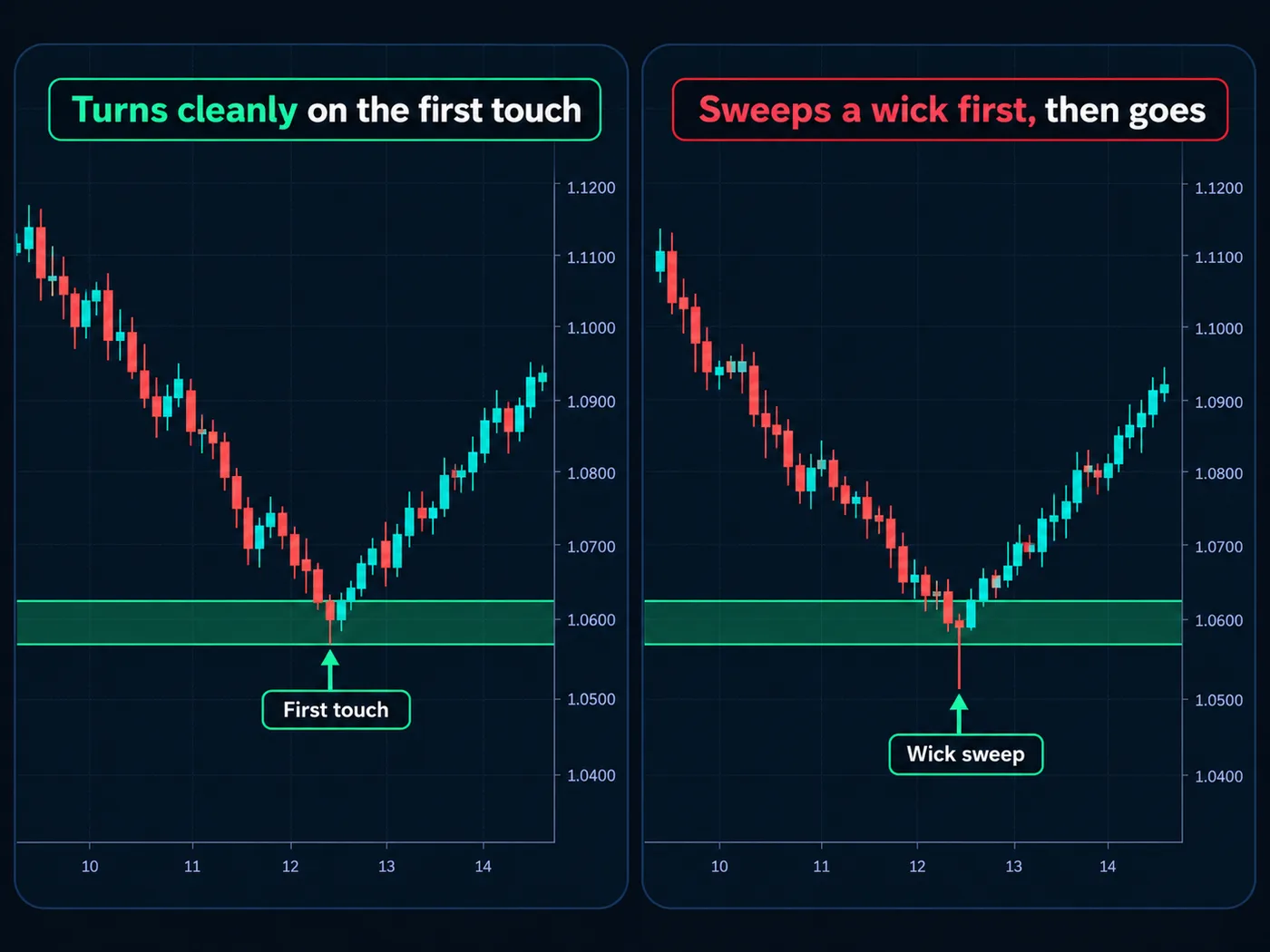 An illustration of ticker personality: two markets on the same day, one calm and one jumpy.